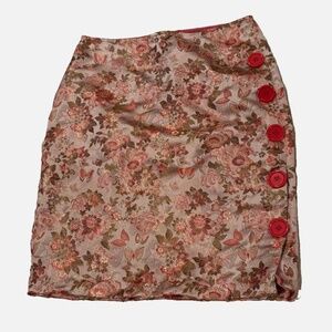 Betsey Johnson pencil skirt size 4, pink and gold floral